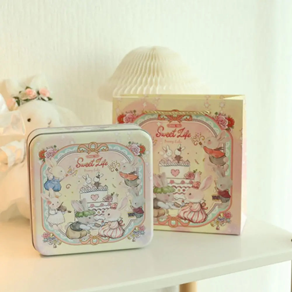 Cartoon Rabbit Square Tin Box with Lid – Metal Cookie & Gift Tin Metal Tin Box Nixie