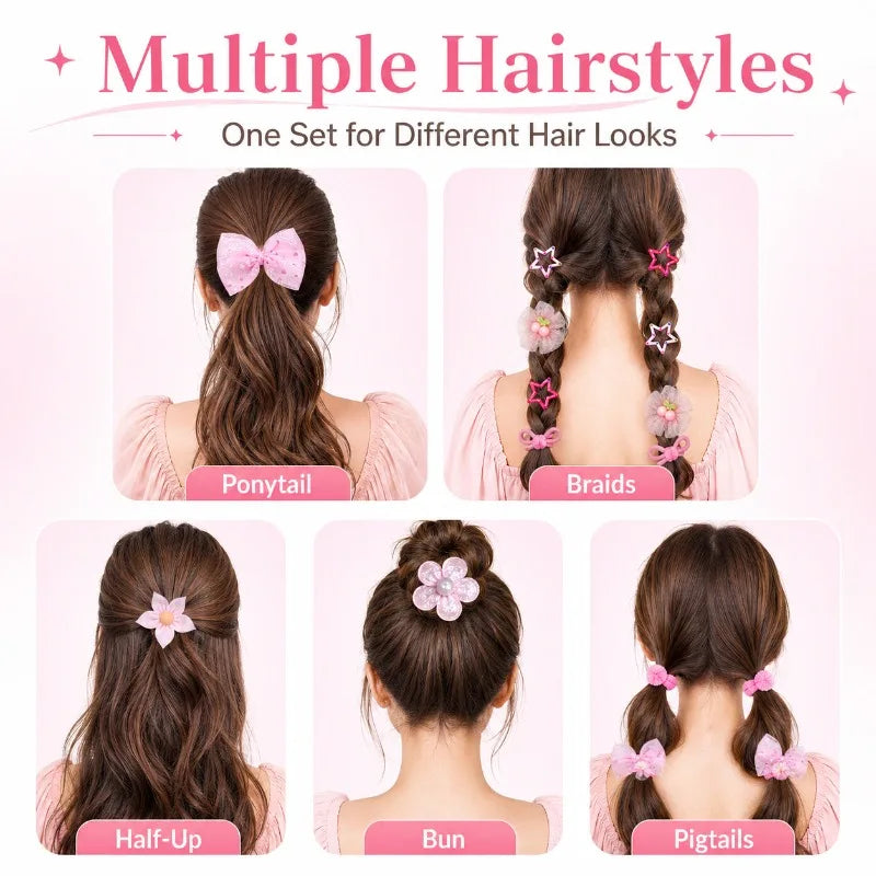Girls Hair Accessories Set – Clips, Headbands & Floral Barrettes Hair Accessories Set Nixie