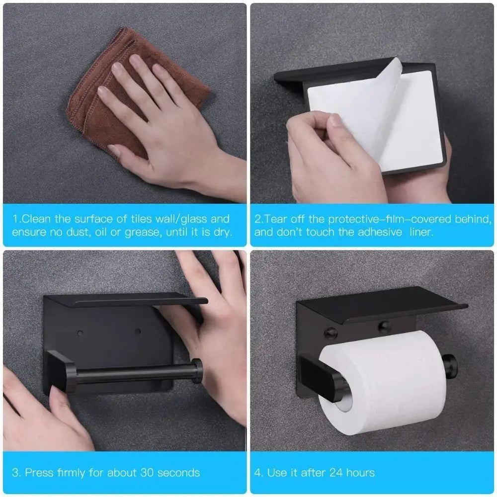 Stainless Steel Toilet Paper Holder with Shelf – Wall Mount Toilet Paper Holder Nixie