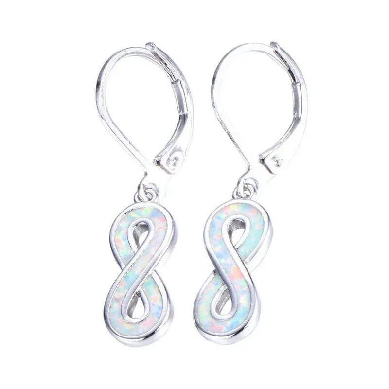 Blue Simulated Opal Dangle Drop Earrings | Rhinestone Crystal Dangle Drop Earrings Nixie