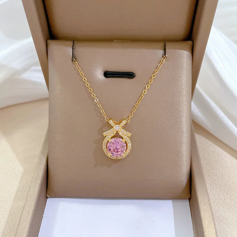Heart Butterfly Knot Choker Necklace – Gold Stainless Steel Pendant Choker Necklace Nixie