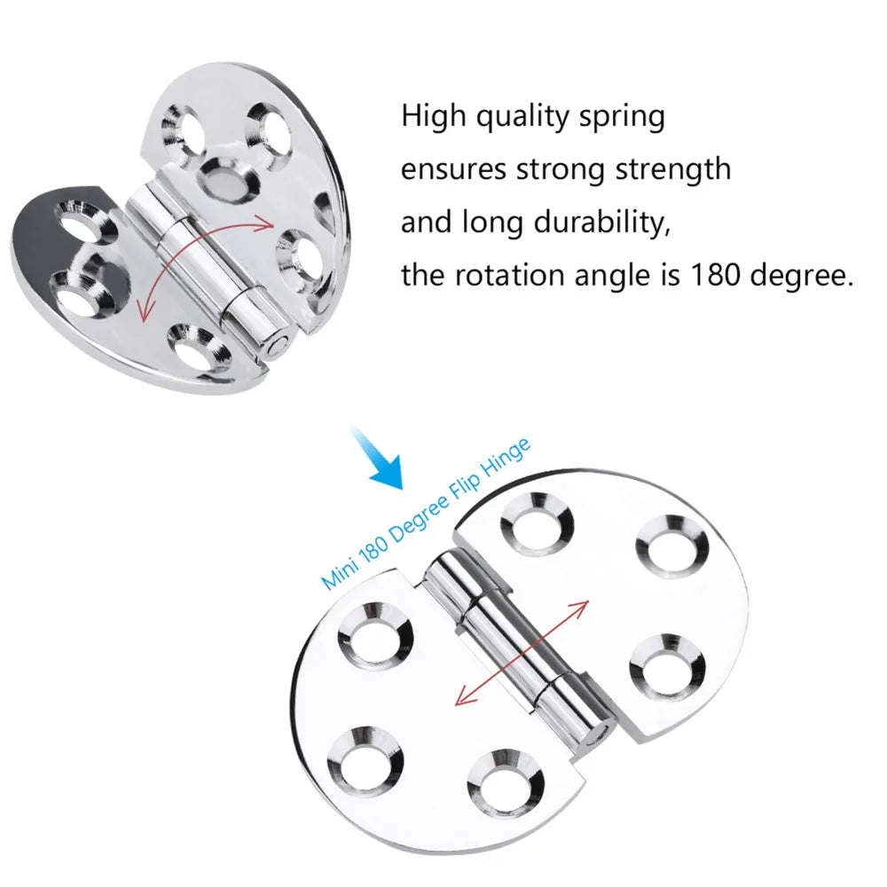 2pcs Round Hatch Hinges 180° Chrome Brass – Boat & Cabinet Marine Hatch Hinges Nixie