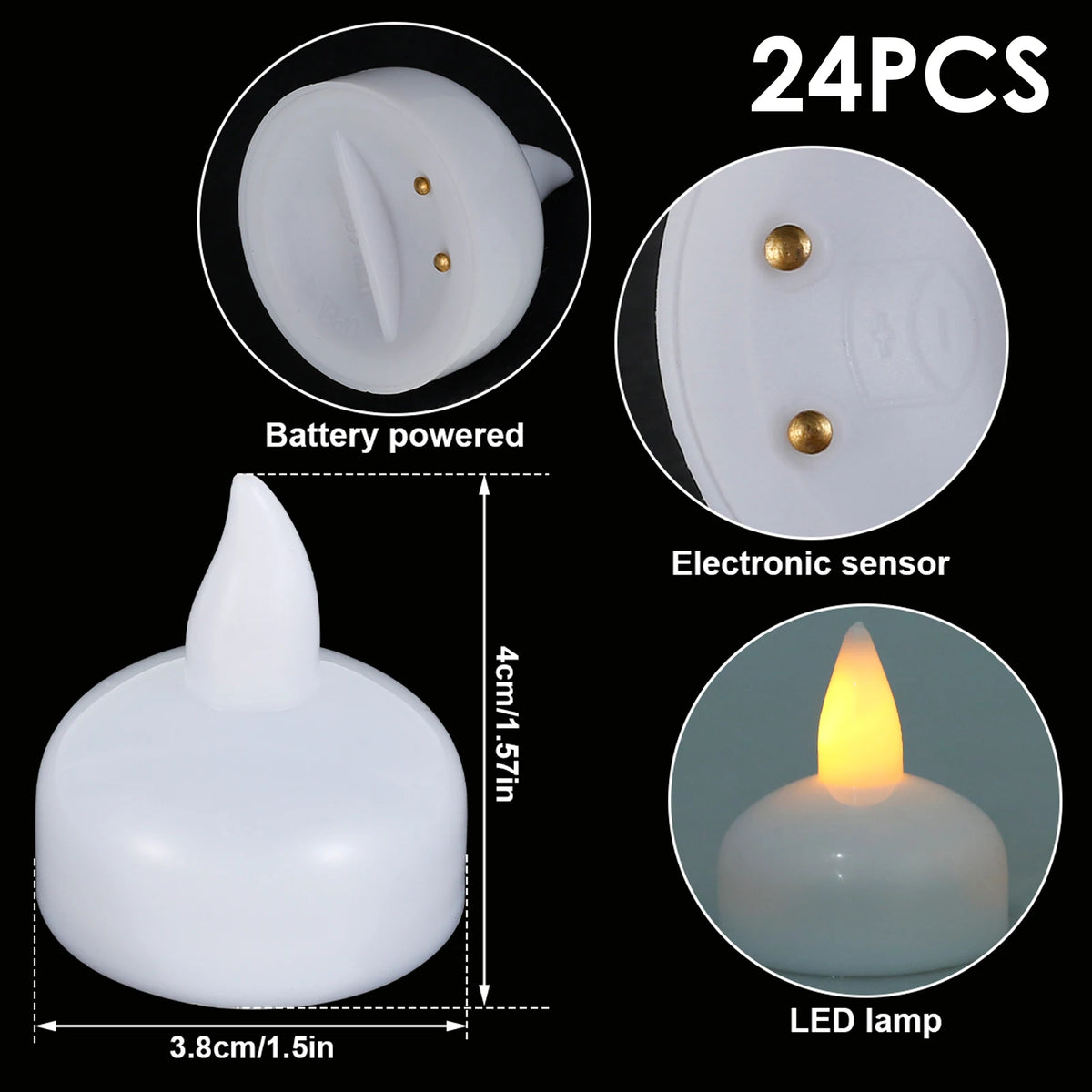 Waterproof Flameless Floating LED Tealight Candles 12/24 Pack