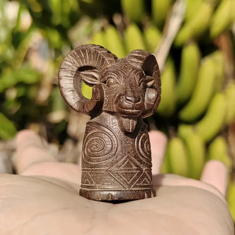 Hand-Carved Wooden Sheep Totem Figurine – Home Décor Gift Wood Figurine Nixie