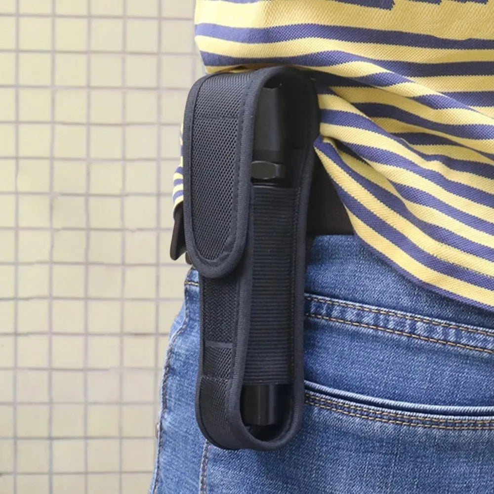 Nylon Flashlight Pouch | Belt Clip, Hook & Loop Closure
