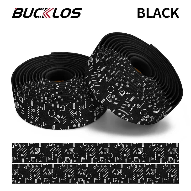 BUCKLOS Bar Tape Gravel Road Bike Handlebar Wrap Anti-Slip Bicycle Handlebar Tape Nixie GEOMETRY-BLACK