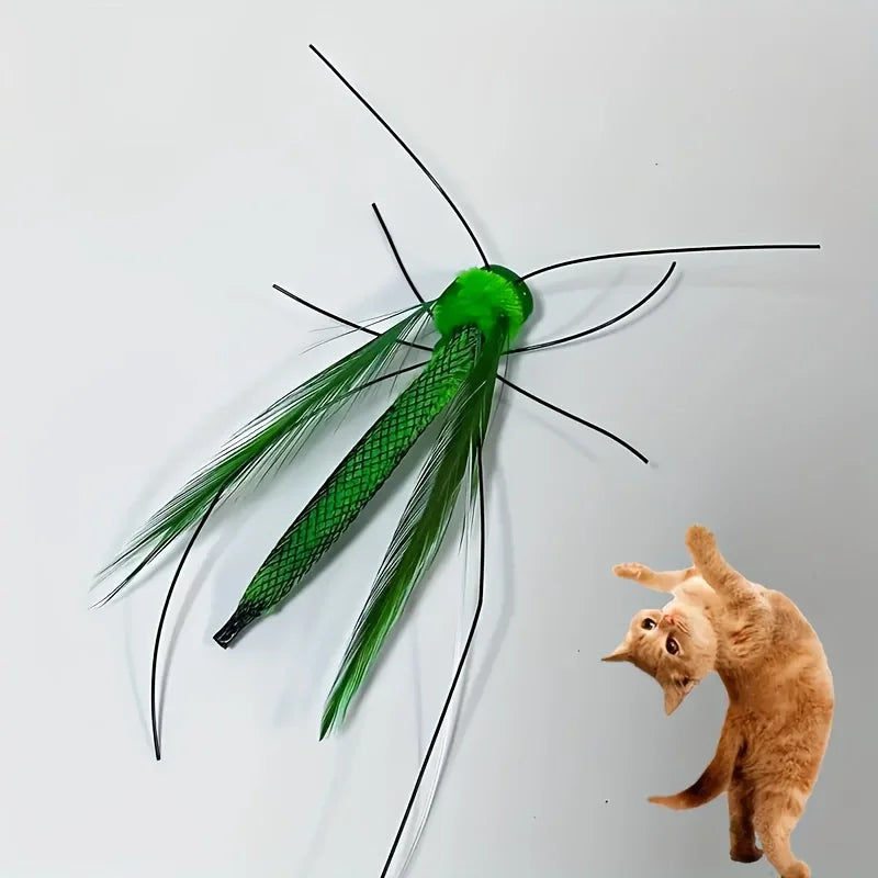 Green Grasshopper Cat Teaser Wand Replacement Head Toy Cat Teaser Toy Nixie