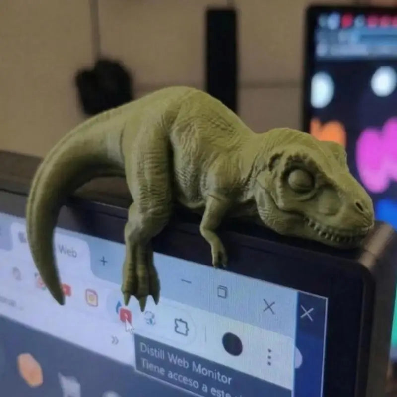 Sleeping T-Rex Monitor Topper Figurine | Cute Desk Dinosaur Desk Figurine Ornament Nixie