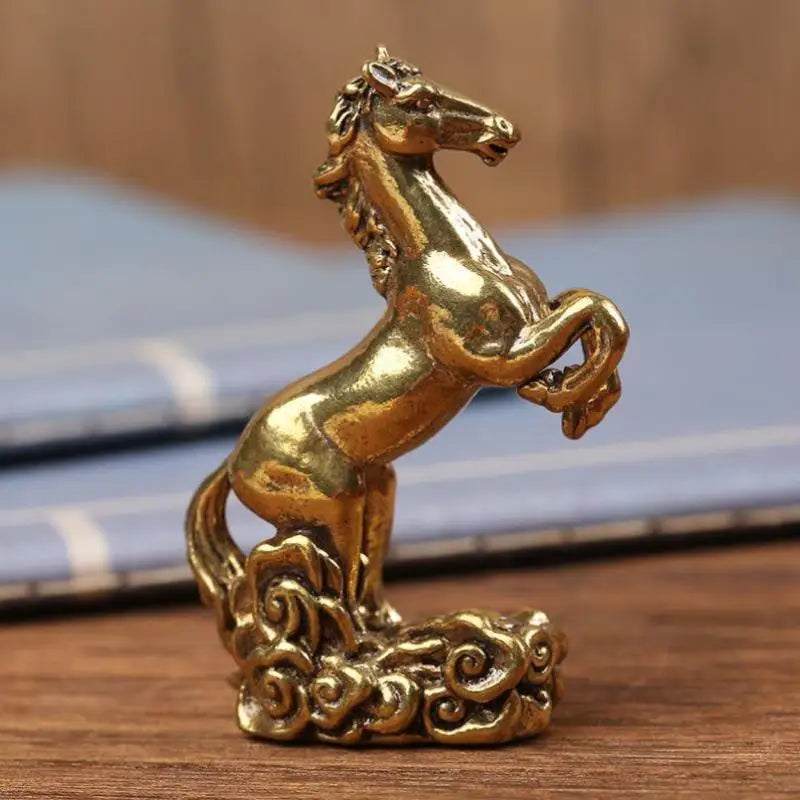 Brass Horse Figurine Chinese Zodiac Desktop Sculpture Decor Desktop Figurine Sculpture Nixie