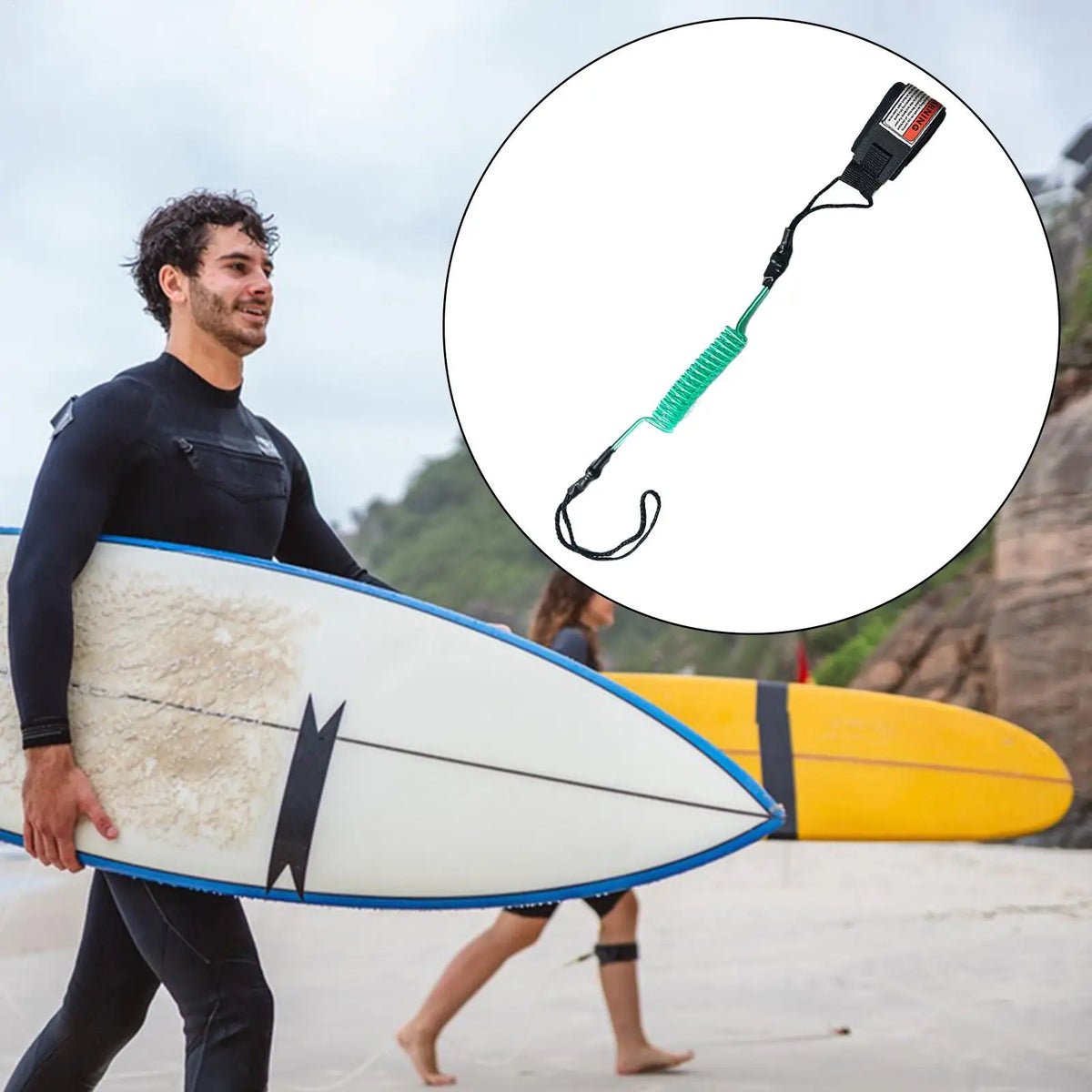 Bodyboard Safety Leash – Coiled TPU Wrist Strap for Surfing Surfboard Leash Nixie