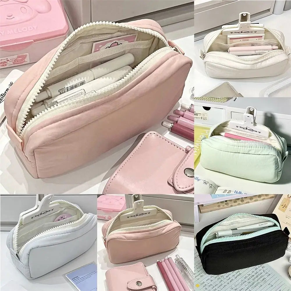 Large Capacity Pencil Case Zipper Pen Bag – Solid Color Pencil Case Nixie