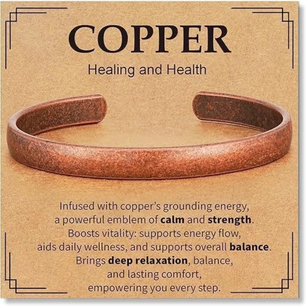 Pure Copper Adjustable Cuff Bangle Bracelet – Unisex