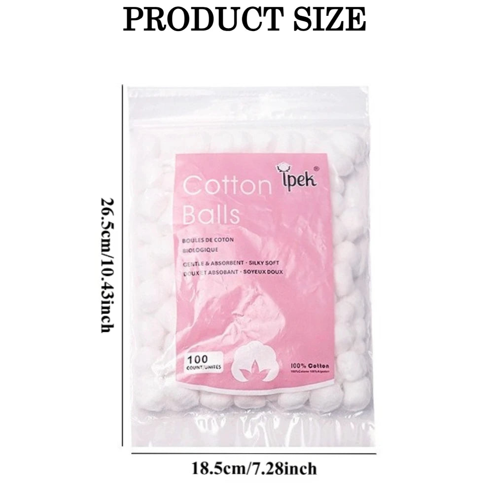 100-Piece Pure Bleached Cotton Balls – Nail & Makeup Use Nail Care Cotton Balls Nixie