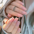 Short French Rhinestone False Nails – 24Pcs Handmade Set False Nail Set Nixie 24PCS