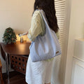 Women's Striped Canvas Tote – Large Crossbody Shoulder Bag Canvas Tote Bag Nixie BB-1414 Blue