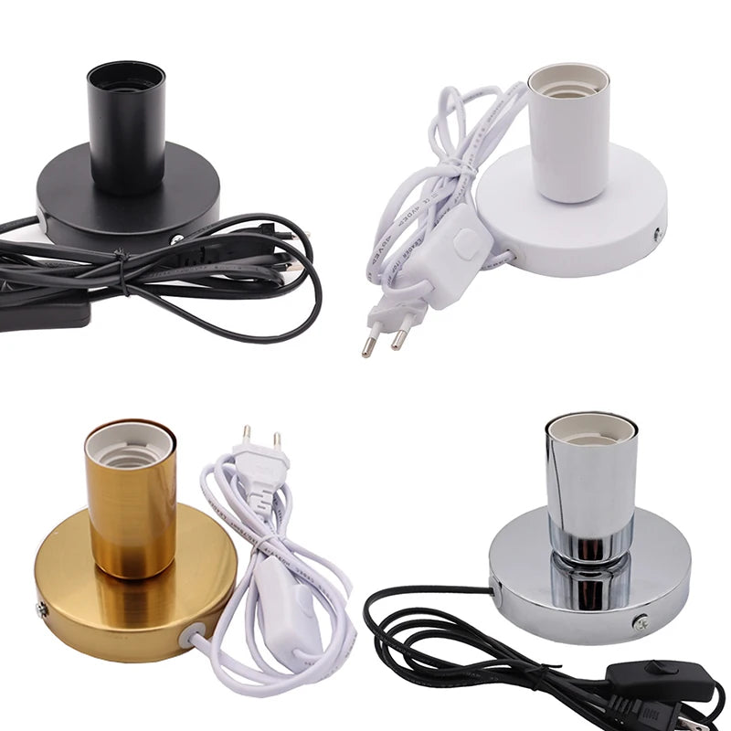 Retro E27 Metal Table Lamp Base – Industrial Desktop Night Light Table Lamp Base Nixie
