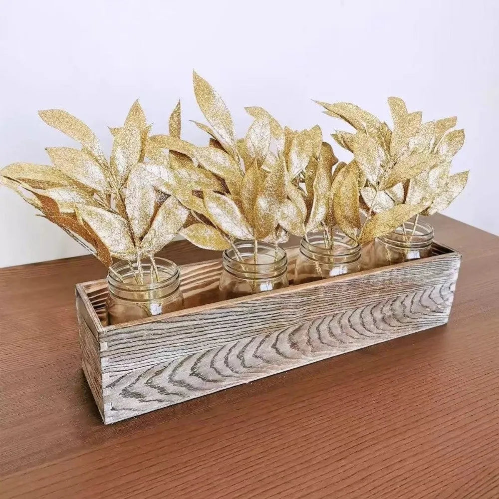 10Pcs Glitter Artificial Silk Leaves Christmas Tree & Holiday Decor Artificial Leaf Decor Nixie