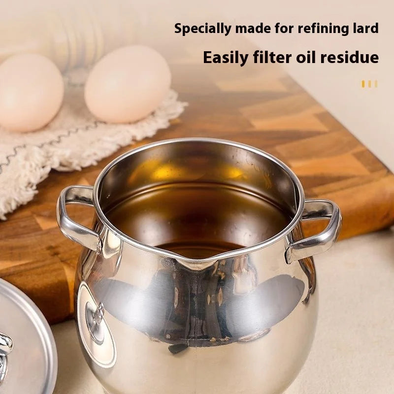 Stainless Steel 1.5L Oil Filter Pot with Lid & Strainer Oil Filter Pot Nixie