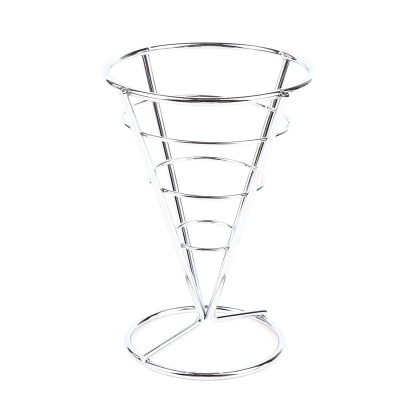 Stainless Steel French Fry Cone Basket Stand Holder Set Fry Basket Stand Nixie Onesize