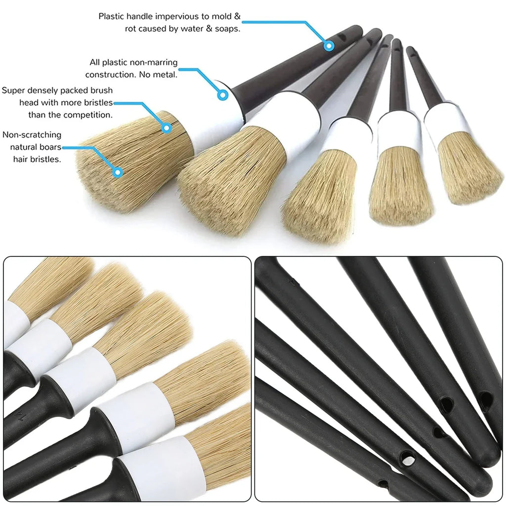 5-Piece Car Detailing Brush Set – Scratch-Free Auto Cleaning