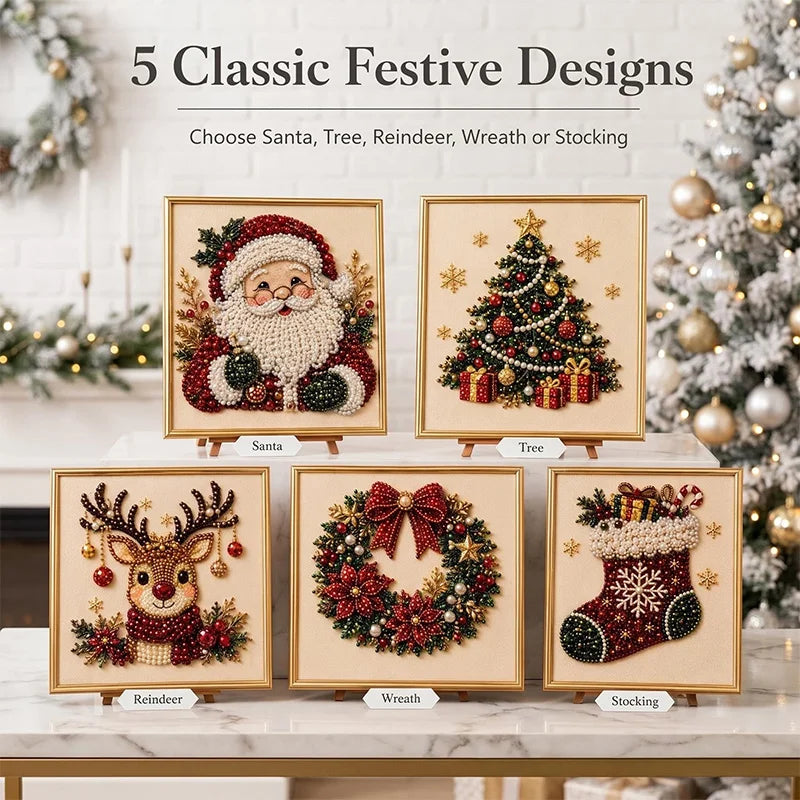 Christmas Diamond Painting Kit with Frame | DIY Pearl Bead Art Diamond Painting Kit Nixie