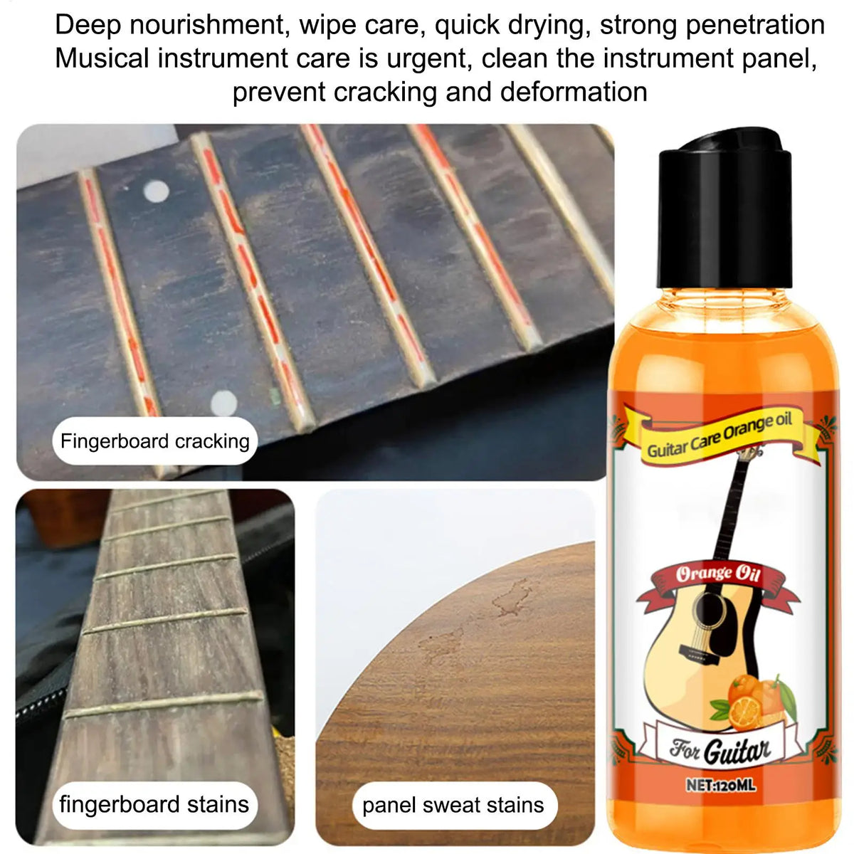 Guitar Fretboard Polishing Oil 120ml + Cleaning Cloth Set Guitar Care Oil Nixie