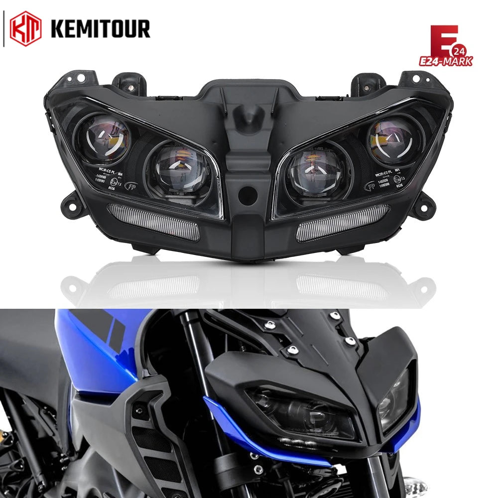 KEMITOUR 110W LED Headlight for Yamaha MT-09 2017–2020 Motorcycle Headlight Nixie