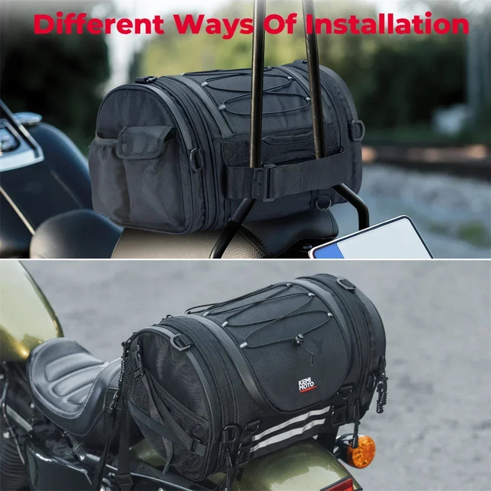 KEMITOUR 18-20L Expandable Motorcycle Sissy Bar Tail Bag Motorcycle Tail Bag Nixie