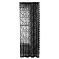 Black Floral Lace Sheer Curtain Panel – Rod Pocket Window Drape Sheer Curtain Panel Nixie Black L 100x200cm