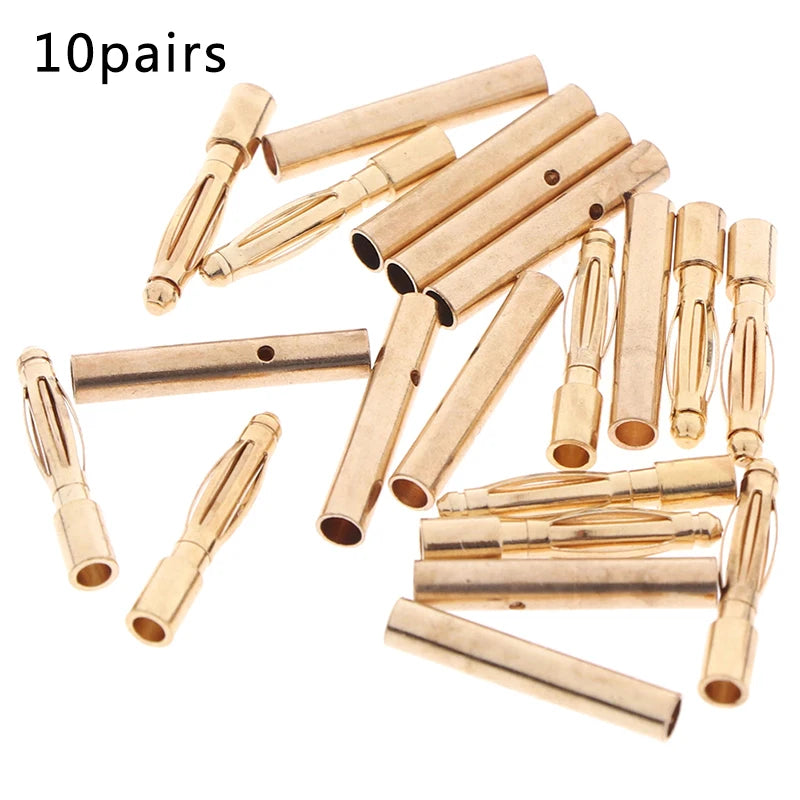 20pcs 2mm Gold Bullet Connectors Banana Plugs RC Car Battery RC Bullet Connectors Nixie Default Title