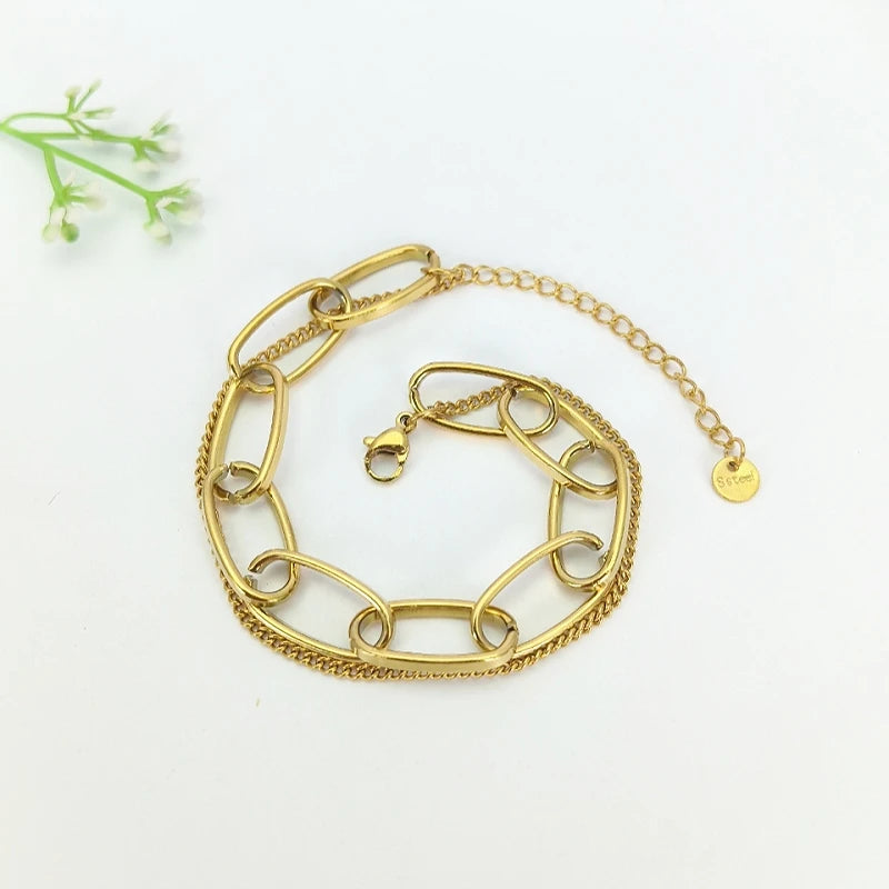 Gold Double Layer Chain Bracelet – Stackable Women's Jewelry