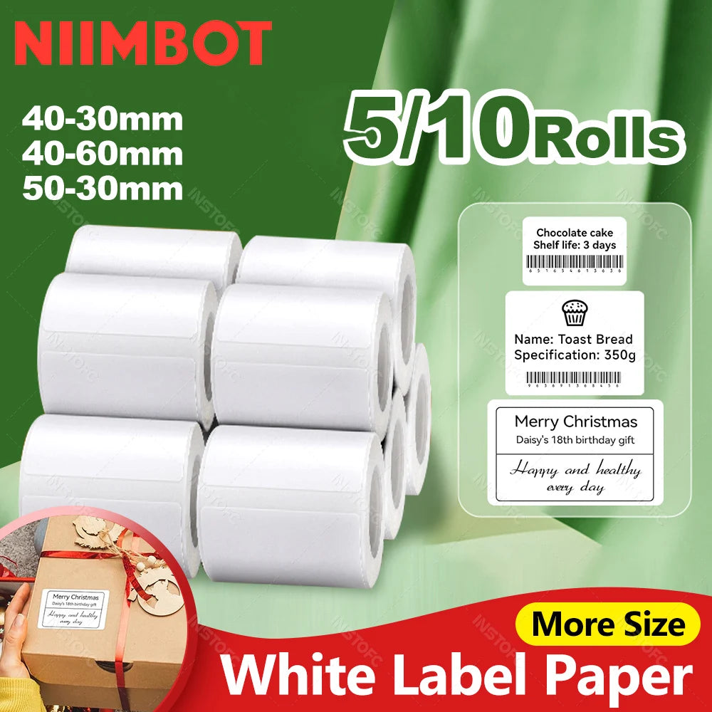 Niimbot B1 B21 B3S Thermal Label Rolls 40mm 50mm Waterproof Thermal Label Tape Nixie