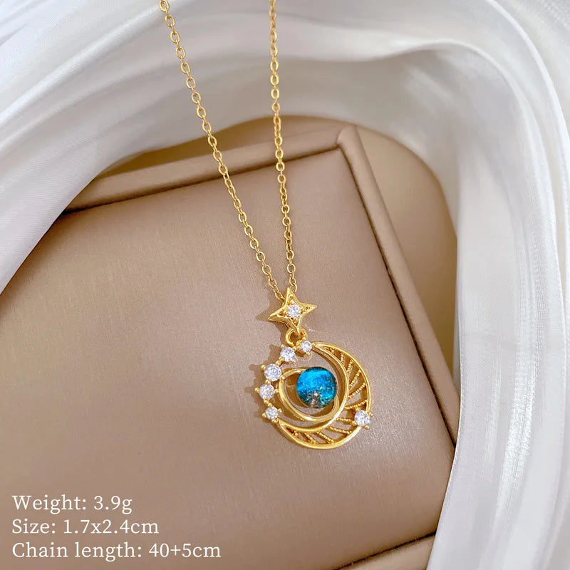 Starry Sky Zircon Pendant Necklace – Gold Clavicle Chain Pendant Necklace Nixie XL2606-749