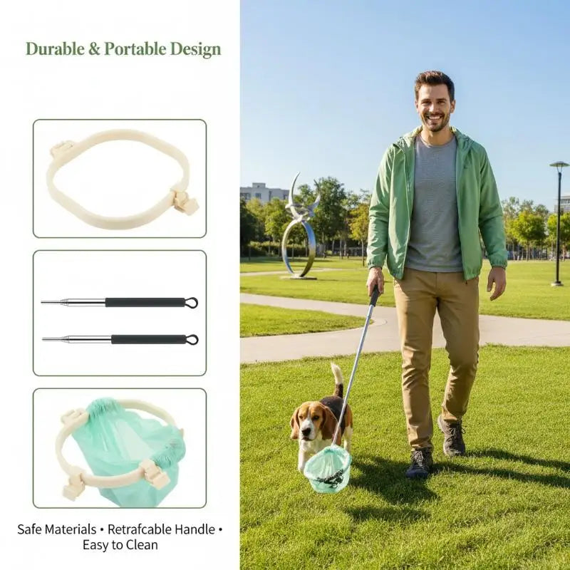 Foldable Telescopic Dog Poop Bag Holder – Non-Contact Pet Tool Pet Waste Tool Nixie