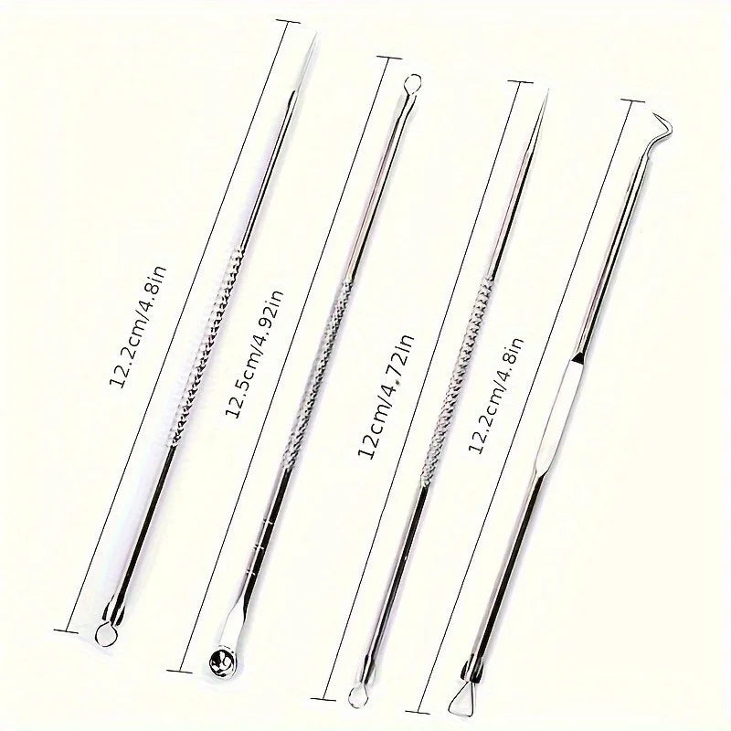 4-Pack Blackhead Extractor Tool Kit – Stainless Steel Pore Cleaner Skin Care Tool Kit Nixie