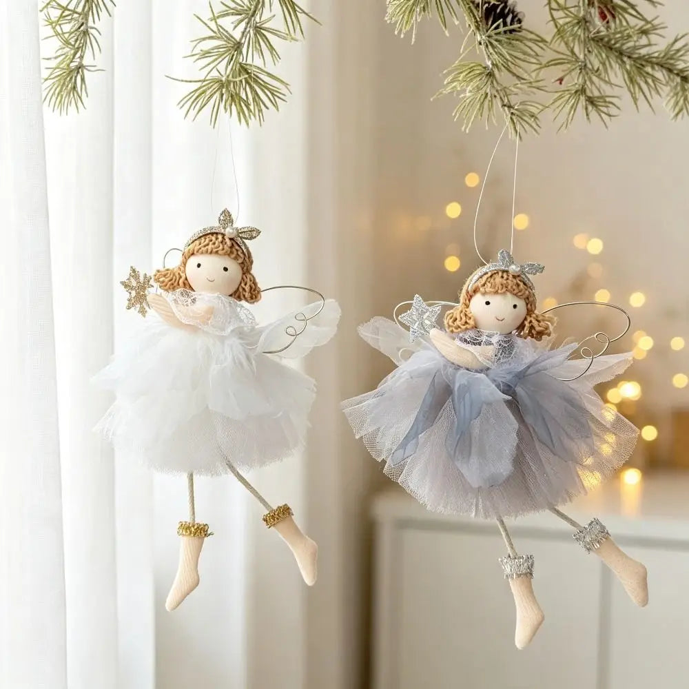 Plush Christmas Angel Ornament – Fluffy Wings Hanging Pendant Christmas Ornament Nixie