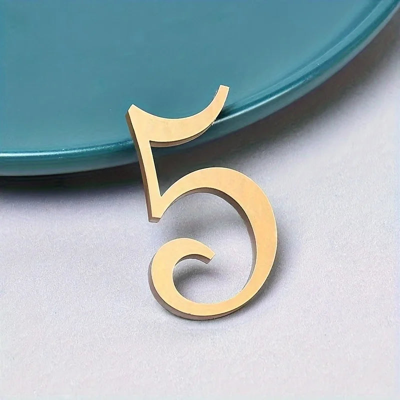 5cm Gold 3D Acrylic House Number Doorplate – DIY Address Sign House Number Sign Nixie 5