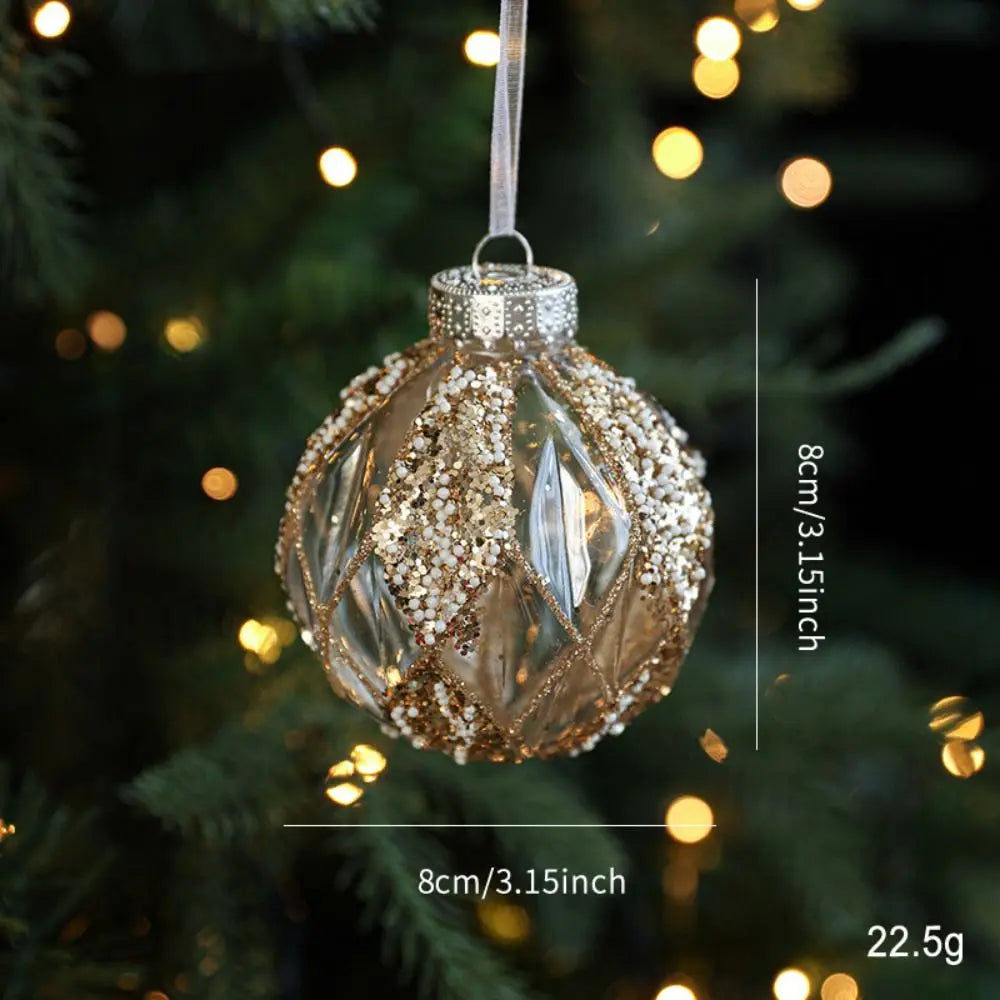 8cm Glitter Gold Border Christmas Ball Ornament – Tree Pendant Christmas Ornament Nixie
