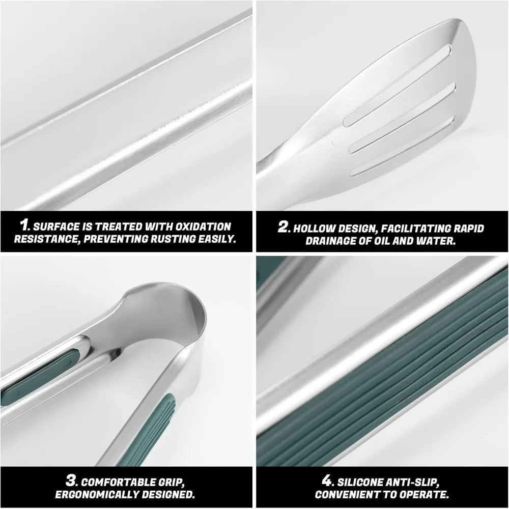 Stainless Steel Cooking Tongs with Heat-Resistant Handle Kitchen Cooking Tongs Nixie