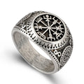 Vintage Zinc Alloy Ring – Snowflake, Rune & Compass Patterns Fashion Ring Nixie StyleA 10