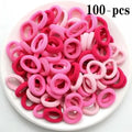 100PCS Colorful Nylon Elastic Hair Bands for Women & Girls Elastic Hair Bands Nixie pink-100PCS