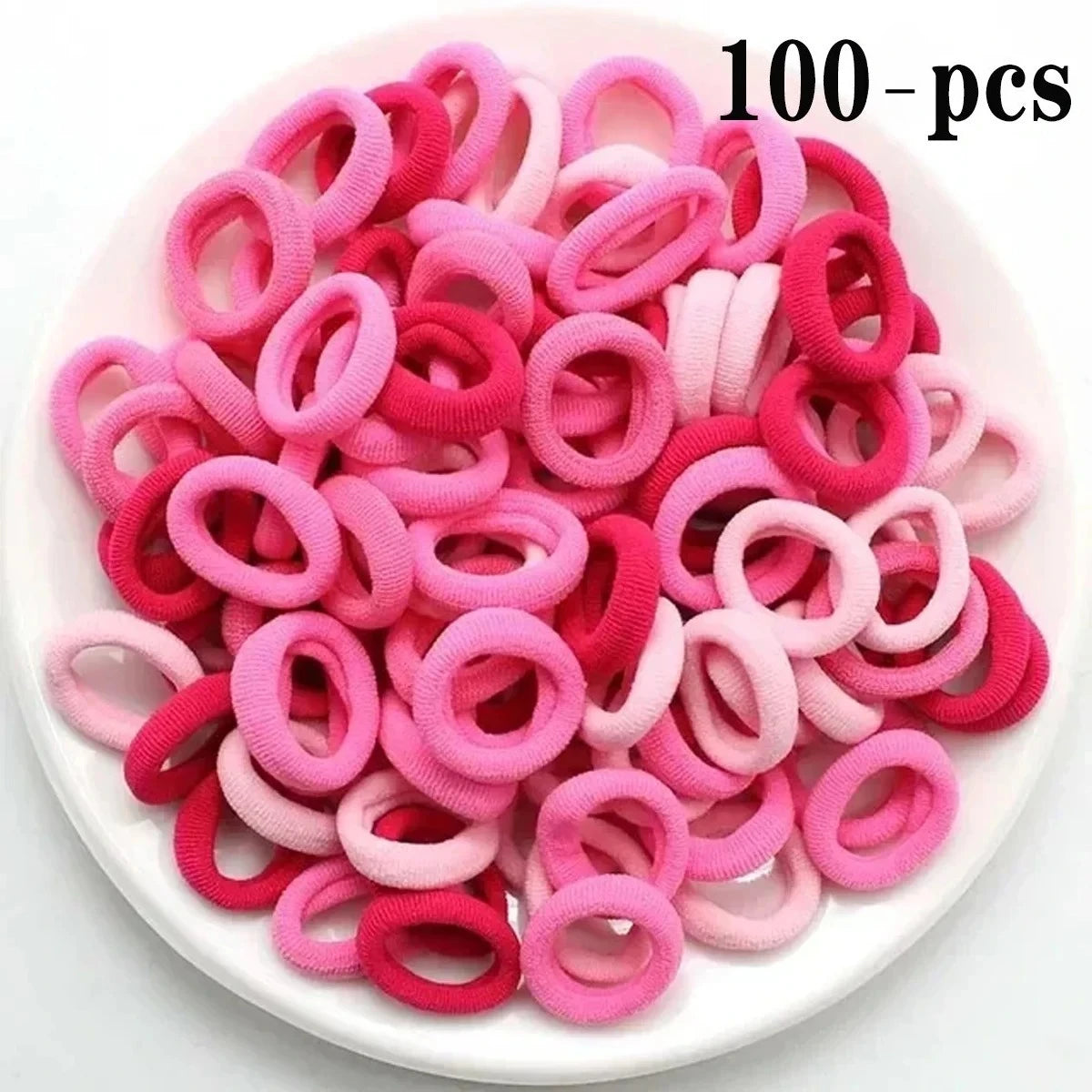 100PCS Colorful Nylon Elastic Hair Bands for Women & Girls Elastic Hair Bands Nixie pink-100PCS