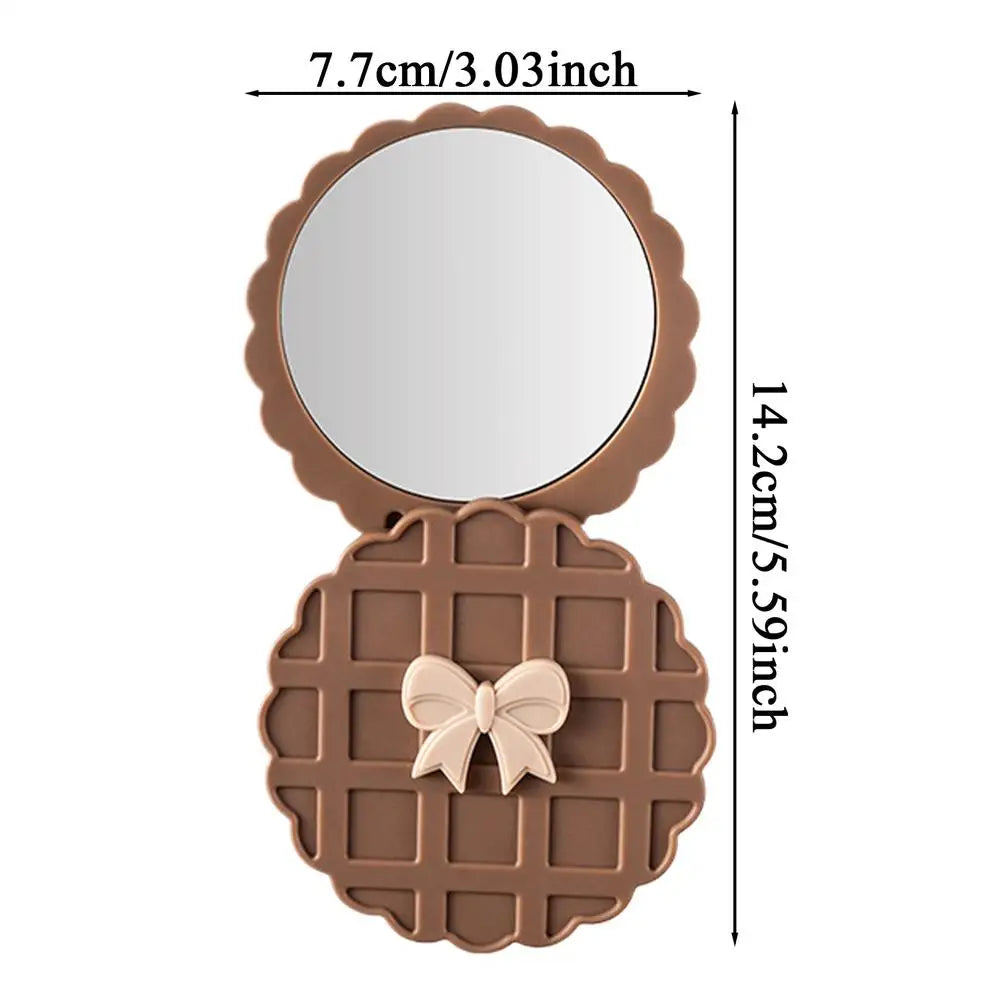 Mini Double-Sided Pocket Mirror – Portable Compact Travel Mirror Compact Pocket Mirror Nixie Light Coffee