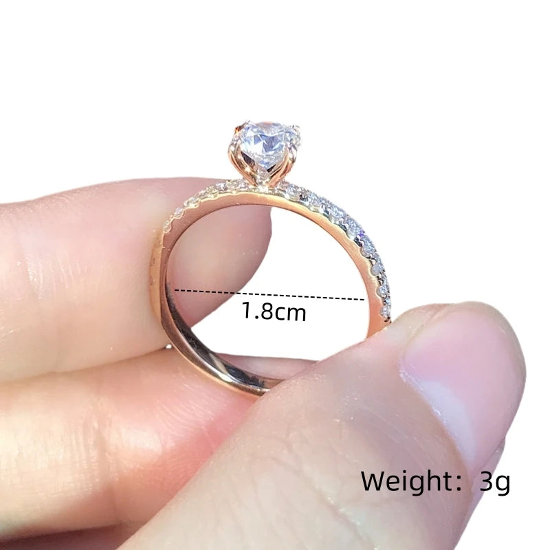 Women's 14K Gold Plated Glass Diamond Ring – Light Luxury