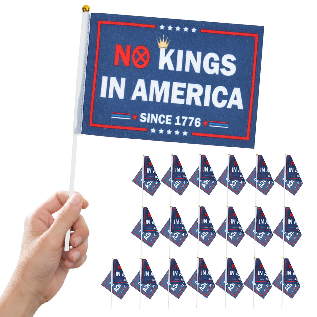 20Pcs No Kings In America 1776 Handheld Mini Flags on Sticks Handheld Mini Flags Nixie