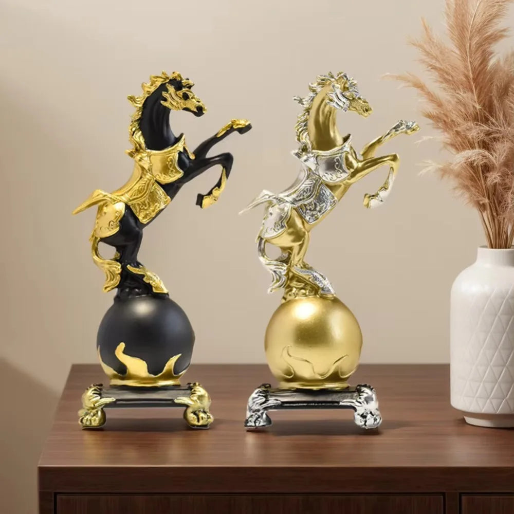 Feng Shui Lucky Horse Statue – Resin Home Office Décor Decorative Sculpture Nixie