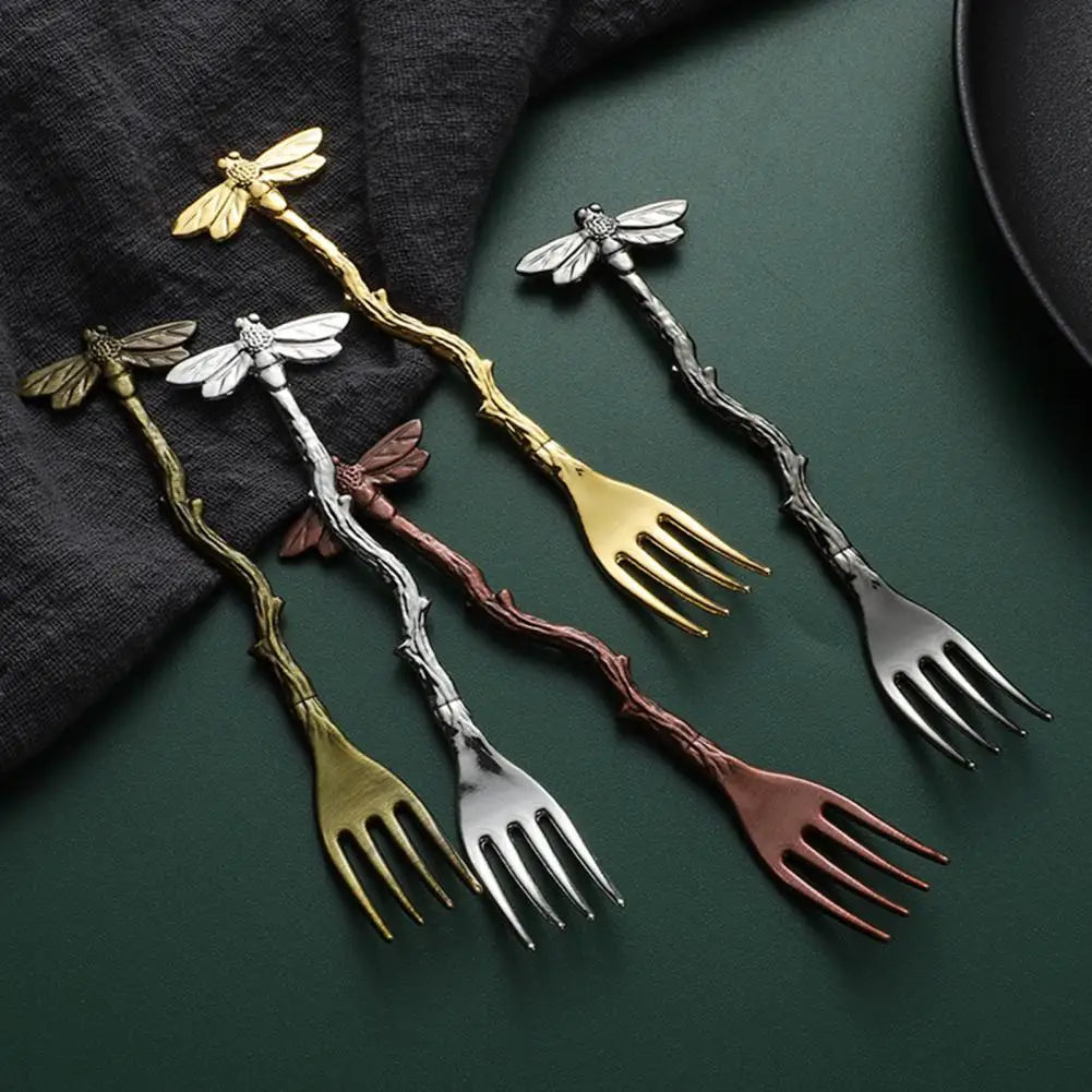 Dragonfly Handle Dessert Fork – Elegant Zinc Alloy Fruit Fork Decorative Dessert Fork Nixie