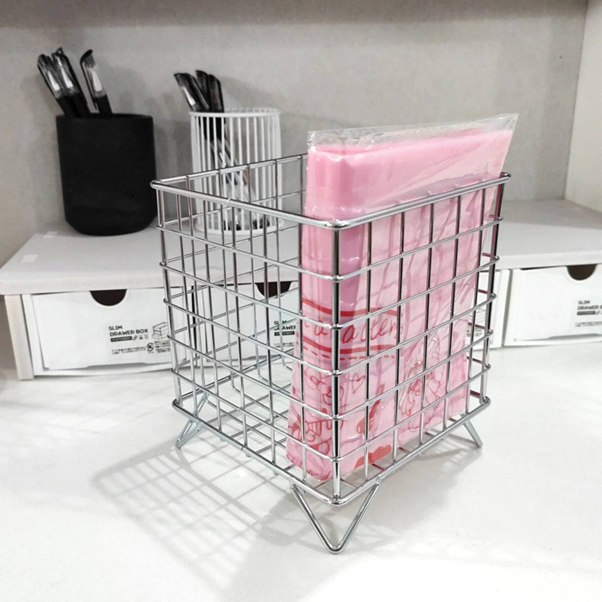 Iron Storage Basket – Kitchen, Desktop & Cosmetic Organizer Iron Storage Basket Nixie