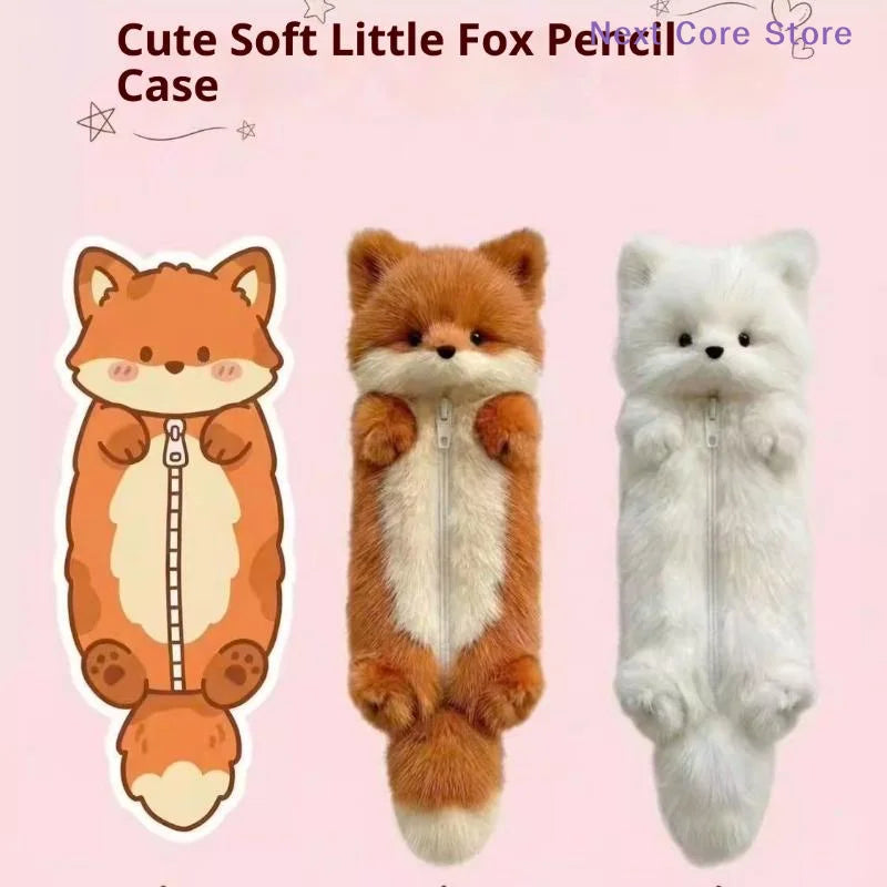 Cute Cartoon Animal Plush Pencil Pouch | Fun Student Stationery Plush Pencil Case Nixie
