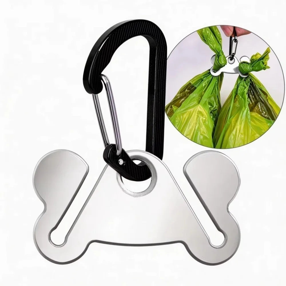 Stainless Steel Dog Poop Bag Holder with Clip | Hands-Free Dog Waste Bag Holder Nixie 1pcs